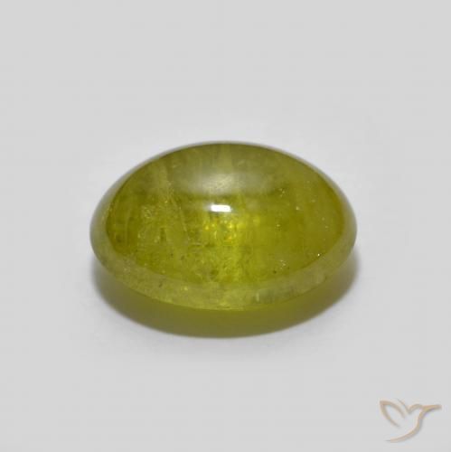 esfena Verde terroso cálido natural de 2.84 ct, Ovalada, Transparente
