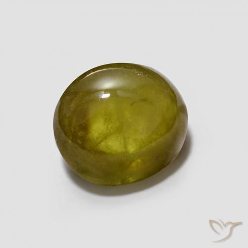 esfena Verde amarillento natural de 2.08 ct, Ovalada, Transparente