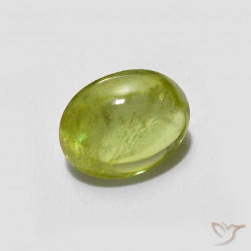 esfena Verde Oliva natural de 1.32 ct, Ovalada, Transparente