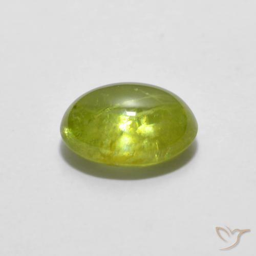 esfena Verde Oliva natural de 1.32 ct, Ovalada, Transparente