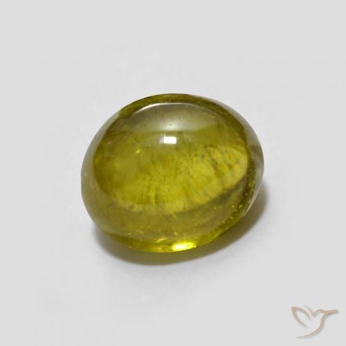 esfena Dorado terroso natural de 1.40 ct, Ovalada, Transparente