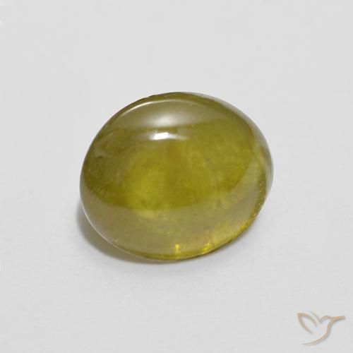 esfena Amarillo limón natural de 1.72 ct, Ovalada, Translúcido