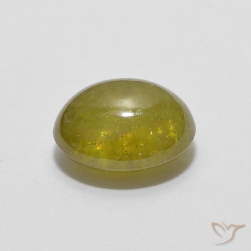 esfena Amarillo limón natural de 1.72 ct, Ovalada, Translúcido