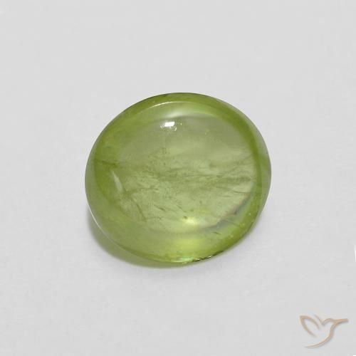 esfena Verde medio natural de 1.18 ct, Ovalada, Transparente