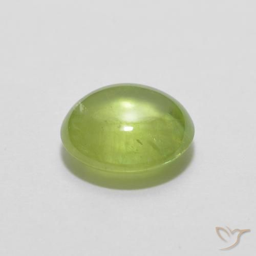 esfena Verde medio natural de 1.18 ct, Ovalada, Transparente