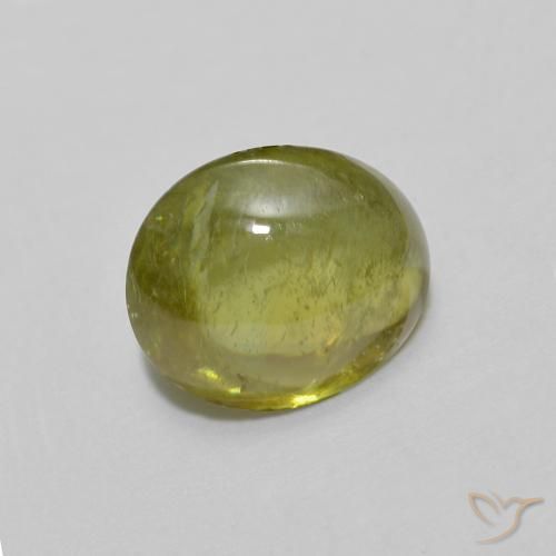 esfena Verde bosque cálido natural de 1.35 ct, Ovalada, Transparente
