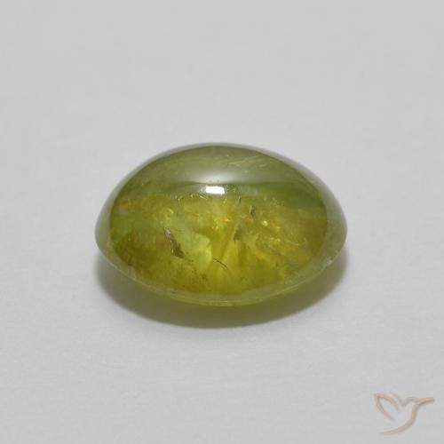 esfena Verde bosque cálido natural de 1.35 ct, Ovalada, Transparente