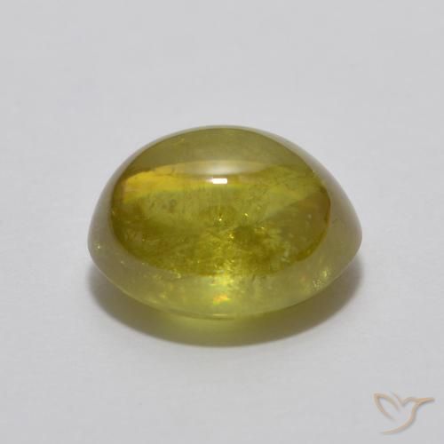 esfena Verde medio natural de 2.33 ct, Ovalada, Transparente