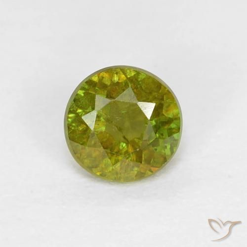 0.40ct Natural Verde bosque cálido esfena, Redondo, VS