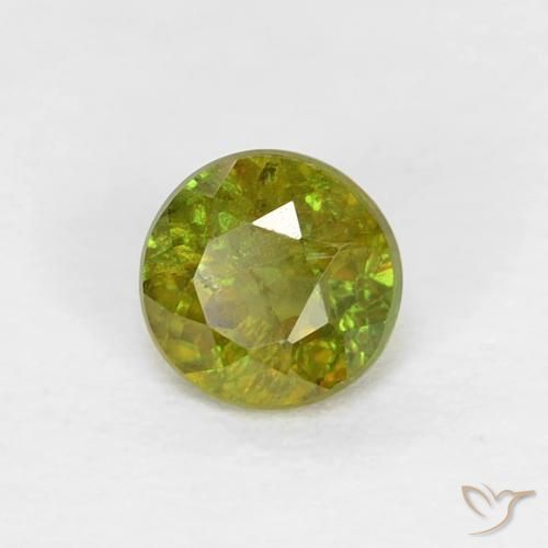 esfena Verde bosque cálido natural de 0.40 ct, Redondo, VS