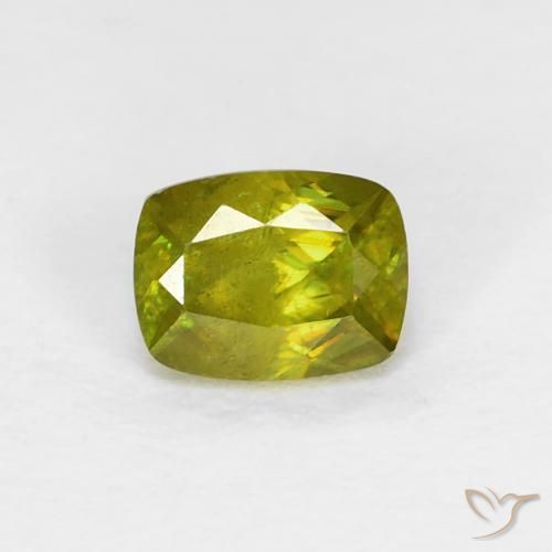 0.54ct Natural Verde bosque cálido esfena, Forma Cojín, VS