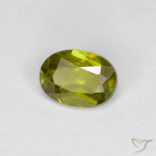 0.40ct Natural Verde terroso cálido esfena, Ovalada, VS