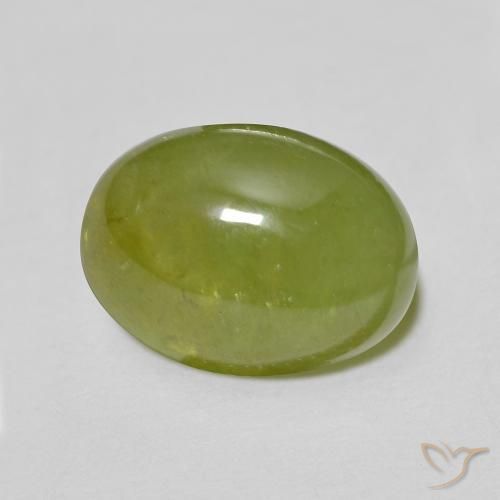 esfena Verde Oliva natural de 2.67 ct, Ovalada, Translúcido