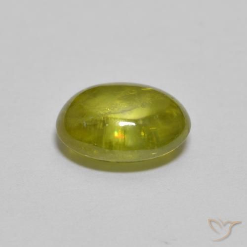 esfena Verde terroso cálido natural de 1.40 ct, Ovalada, Transparente