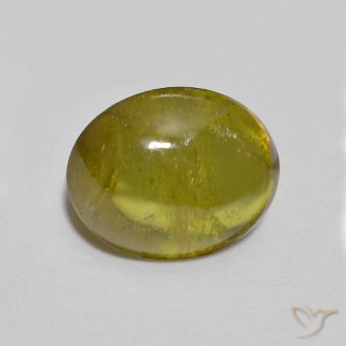 esfena Verde medio natural de 2.16 ct, Ovalada, Transparente