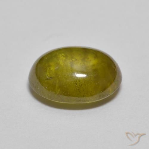 esfena Verde medio natural de 2.16 ct, Ovalada, Transparente