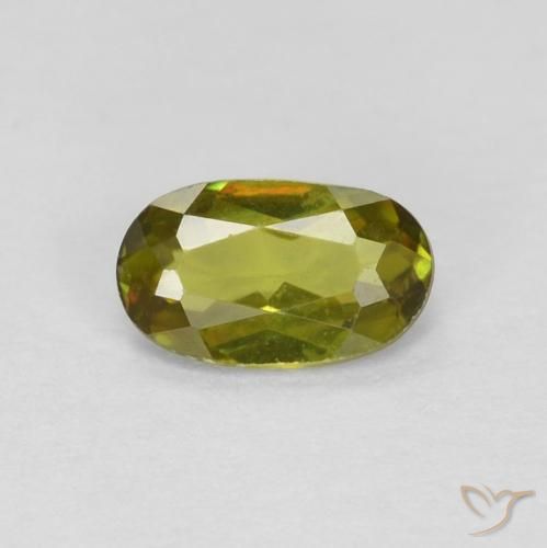 0.34ct Natural Verde terroso cálido esfena, Ovalada, VVS-VS