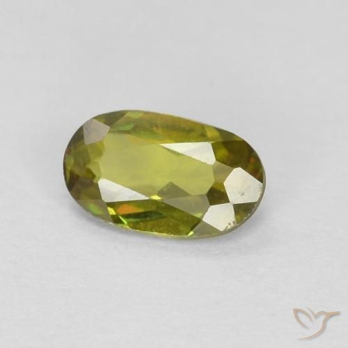esfena Verde terroso cálido natural de 0.34 ct, Ovalada, VVS-VS