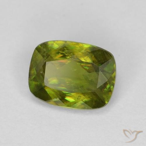 esfena Verde bosque natural de 0.62 ct, Forma Cojín, VS