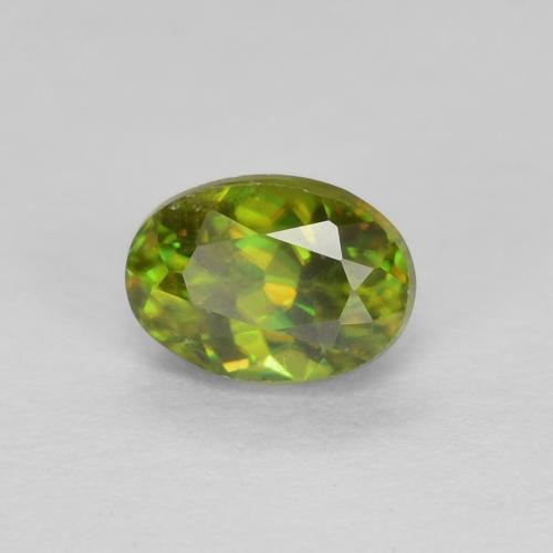 Esfena Verde terroso cálido natural de 0.48 ct, Corte Óvalo, VVS-VS