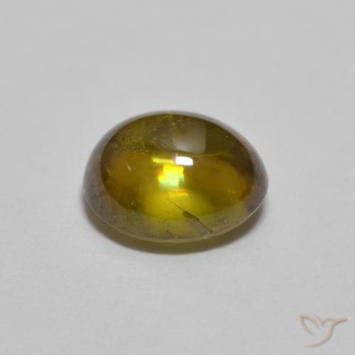 esfena Dorado terroso natural de 1.22 ct, Ovalada, Transparente