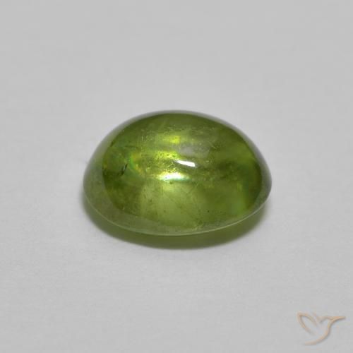 esfena Verde vivo claro natural de 0.86 ct, Ovalada, Transparente
