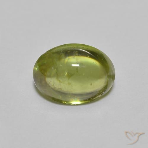 1.15ct Natural Verde amarillento intenso esfena, Ovalada, Transparente