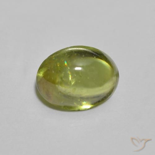 esfena Verde amarillento intenso natural de 1.15 ct, Ovalada, Transparente