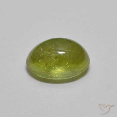 esfena Verde amarillento intenso natural de 1.15 ct, Ovalada, Transparente