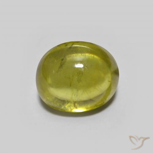 1.33ct Natural Verde bosque cálido esfena, Ovalada, Transparente