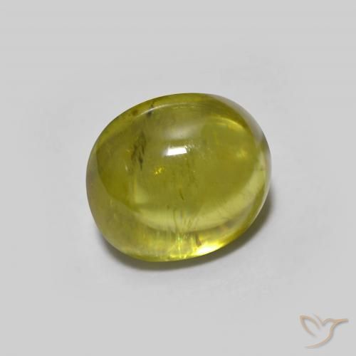 esfena Verde bosque cálido natural de 1.33 ct, Ovalada, Transparente