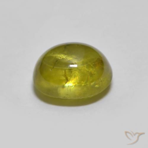 esfena Verde bosque cálido natural de 1.33 ct, Ovalada, Transparente