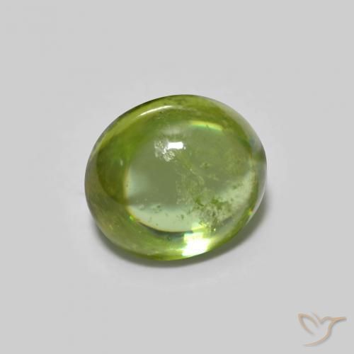 esfena Verde medio natural de 1.12 ct, Ovalada, Transparente