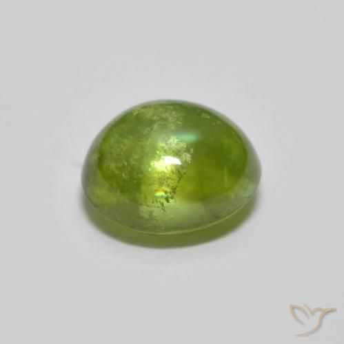 esfena Verde medio natural de 1.12 ct, Ovalada, Transparente