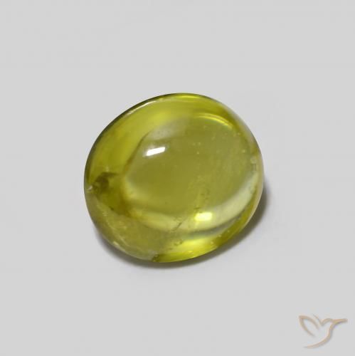 esfena Verde bosque cálido natural de 0.96 ct, Ovalada, Transparente