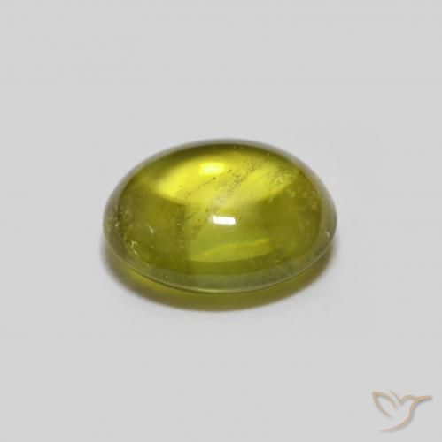 esfena Verde bosque cálido natural de 0.96 ct, Ovalada, Transparente