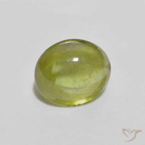 esfena Verde Oliva natural de 1.12 ct, Ovalada, Transparente