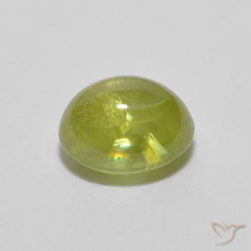 esfena Verde Oliva natural de 1.12 ct, Ovalada, Transparente