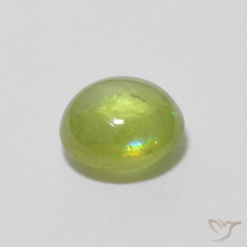 esfena Verde medio natural de 0.95 ct, Ovalada, Transparente