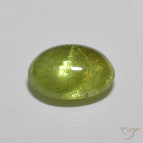 esfena Verde Oliva natural de 1.28 ct, Ovalada, Transparente