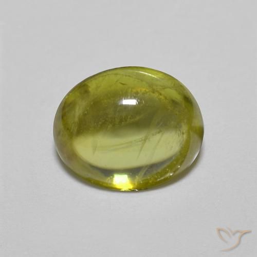 1.25ct Natural Verde bosque cálido esfena, Ovalada, Transparente