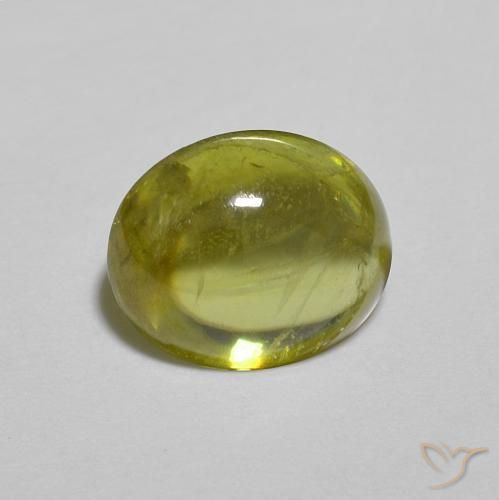 esfena Verde bosque cálido natural de 1.25 ct, Ovalada, Transparente