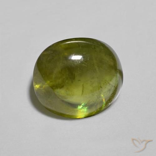 esfena Verde medio natural de 2.17 ct, Ovalada, Transparente