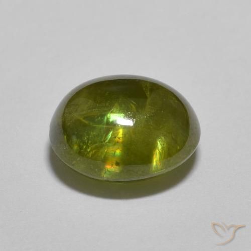 esfena Verde medio natural de 2.17 ct, Ovalada, Transparente