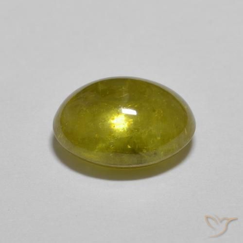 esfena Verde amarillento natural de 1.62 ct, Ovalada, Transparente