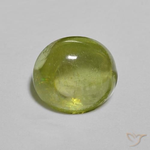 esfena Verde Oliva natural de 1.41 ct, Ovalada, Transparente