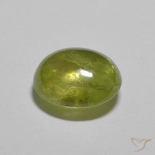 esfena Verde Oliva natural de 1.41 ct, Ovalada, Transparente