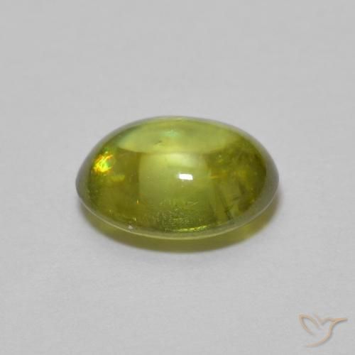 esfena Verde terroso cálido natural de 1.01 ct, Ovalada, Transparente
