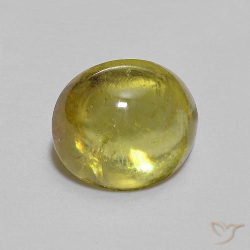 esfena Verde amarillento natural de 1.47 ct, Ovalada, Transparente