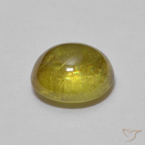 esfena Verde amarillento natural de 1.47 ct, Ovalada, Transparente